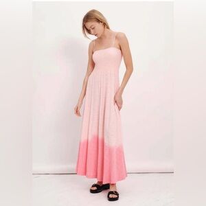 ATM Anthony Thomas Melillo Pink Ombré Smocked Maxi Dress NWT M